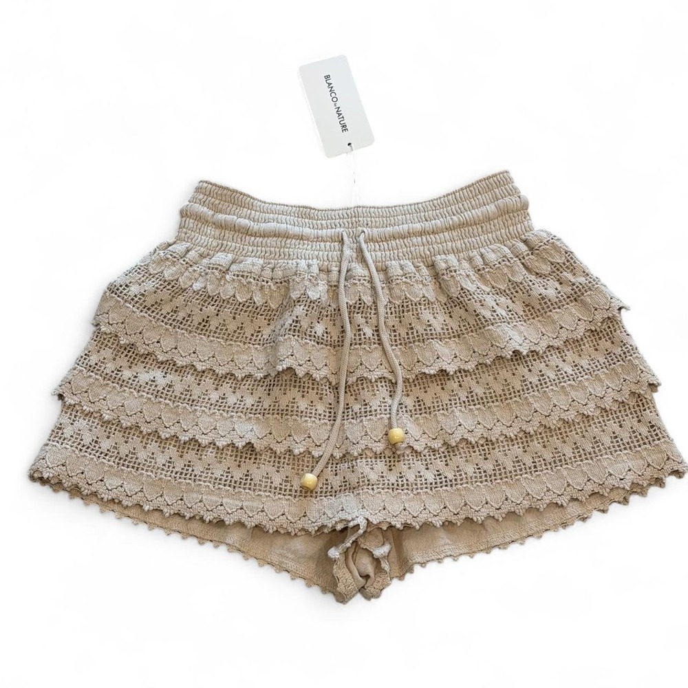 Cream Crochet Mini Skort